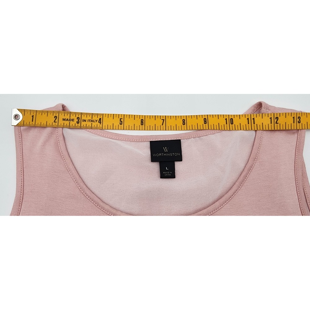 Worthington Tank Top Womens Large Soft Pink Double Layer Chiffon Sharkbite Hem - Picture 5 of 9